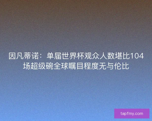 因凡蒂诺：单届世界杯观众人数堪比104场超级碗全球瞩目程度无与伦比