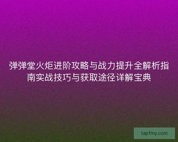 弹弹堂火炬进阶攻略与战力提升全解析指南实战技巧与获取途径详解宝典